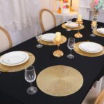 Round Placemats Gold Metallic Set of 6 Vinyl Hollow Placemats 15 Inch, Washable ... - Image 3
