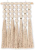 STRONA Handmade Macrame Wall Hanging – 16"W x 23"L Boho Tapestry with Gold Detai... - Image 5