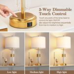 QiMH 25.5" Table Lamp Set of 2 with USB A+C Ports, Gold Lamp for Living Room wit... - Image 3