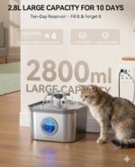 Stainless Steel Cat Water Fountain, 99oz/2.8L Auto Pet Drinking Fountain with 20... - Image 8