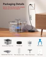 Stainless Steel Cat Water Fountain, 99oz/2.8L Auto Pet Drinking Fountain with 20... - Image 9