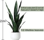 Beebel Artificial Snake Plant 22 Inch Fake Sansevieria Fake Agave Potted Plants ... - Image 3