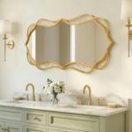 Besdomus Gold Bathroom Large Mirror: 24"x48" Scalloped Modern Large Mirror for W... - Image 3