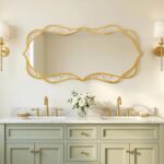 Besdomus Gold Bathroom Large Mirror: 24"x48" Scalloped Modern Large Mirror for W... - Image 4