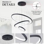 3 Ring Modern LED Chandelier Black Dimmable Round Chandeliers, LED Circular Pend... - Image 7