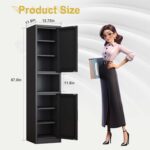 pozdeg 67" Tall Narrow Storage Cabinet Metal Bathroom Cabinet with 2 Doors & 4 A... - Image 4
