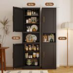 pozdeg 67" Tall Narrow Storage Cabinet Metal Bathroom Cabinet with 2 Doors & 4 A... - Image 5