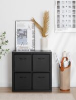StorageWorks Black Storage Cubes, 13-inch Leather Bins with Handle, Cube Organiz... - Image 4