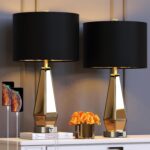 Hamucd Set of 2 Mirrored Glass Bedside Table Lamps with 2 USB Ports for Bedrooms... - Image 4