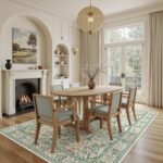 5x7 Area Rugs Living Room Rug - Floral Vintage Morris-Inspired Washable Carpet, ... - Image 4