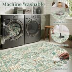 5x7 Area Rugs Living Room Rug - Floral Vintage Morris-Inspired Washable Carpet, ... - Image 7