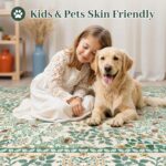 5x7 Area Rugs Living Room Rug - Floral Vintage Morris-Inspired Washable Carpet, ... - Image 8