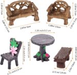 Skylety 12 Pieces Garden Furniture Ornaments Miniature Table and Chairs Set Vill... - Image 3