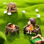 Skylety 12 Pieces Garden Furniture Ornaments Miniature Table and Chairs Set Vill... - Image 5