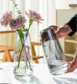 FANTESTICRYAN Modern Glass Vase Crystal Clear Glass Vase for Home Office Decor (... - Image 3