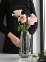 FANTESTICRYAN Modern Glass Vase Crystal Clear Glass Vase for Home Office Decor (... - Image 6