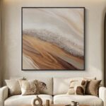 Extra Large Framed Neutral Abstract Wall Art for Living Room, Oversized Square M... - Image 2
