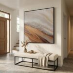 Extra Large Framed Neutral Abstract Wall Art for Living Room, Oversized Square M... - Image 4