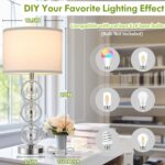 Set of 2 Modern Silver Table Lamps with 2 USB Charging Ports, 27“ Tall Crystal B... - Image 4