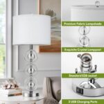 Set of 2 Modern Silver Table Lamps with 2 USB Charging Ports, 27“ Tall Crystal B... - Image 5