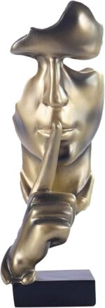 aboxoo Thinker Statue, Silence is Gold Abstract Art Figurine,Modern Home Resin S... - Image 3