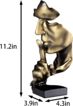 aboxoo Thinker Statue, Silence is Gold Abstract Art Figurine,Modern Home Resin S... - Image 4