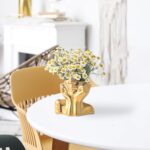 Gold Ceramic Human Face Decorative Vase - Shy Posture Modern Art Desktop Display... - Image 4