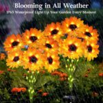 Solar Garden Lights 4 Pack 24 Solar Sunflower Lights, Gifts for Mom Women Grandm... - Image 4