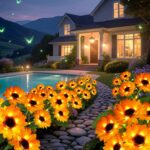 Solar Garden Lights 4 Pack 24 Solar Sunflower Lights, Gifts for Mom Women Grandm... - Image 5