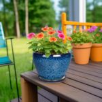 Ceramic Modern Glaze Succulent Planter Pot with Drainage Hole and Saucer 6 Inch ... - Image 4