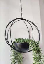 RISEON Boho Black Metal Plant Hanger,Metal Geometric Hanging Planter, Modern Pla... - Image 3