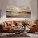 NBAODAN Abstract Wall Art for Living Room Gold and Orange Wall Decor for Living ... - Image 3