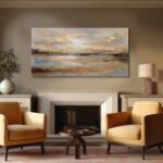 NBAODAN Abstract Wall Art for Living Room Gold and Orange Wall Decor for Living ... - Image 6