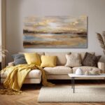 NBAODAN Abstract Wall Art for Living Room Gold and Orange Wall Decor for Living ... - Image 8