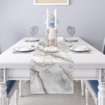 Marble Table Runner 13x71 Inch Gold Grey Table Dresser Runners Modern Table Deco... - Image 5