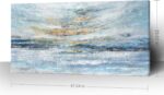 Abstract Wall Art for Living Room Large Framed Light Blue Canvas Print Coastal T... - Image 3