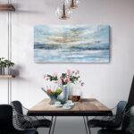 Abstract Wall Art for Living Room Large Framed Light Blue Canvas Print Coastal T... - Image 6