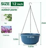 T4U 12 Inch Large Hanging Planters for Outdoor Plants, 2 Pack Self Watering Pots... - Image 3