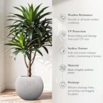 14.5"Dia Large Gray Round Plastic Planter with Drainage Hole & Plug, Textured Li... - Image 3