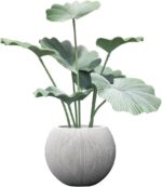 14.5"Dia Large Gray Round Plastic Planter with Drainage Hole & Plug, Textured Li... - Image 7