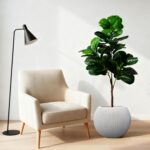 14.5"Dia Large Gray Round Plastic Planter with Drainage Hole & Plug, Textured Li... - Image 8