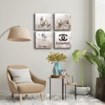 Meetdeceny Beige Canvas Prints Artwork Fashion Bedroom Wall Decor Girls Handbag ... - Image 4