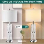 3-Way Touch Control Crystal Table Lamps Set of 2, Silver Modern Bedside Lamp wit... - Image 3