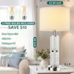 3-Way Touch Control Crystal Table Lamps Set of 2, Silver Modern Bedside Lamp wit... - Image 4
