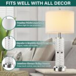 3-Way Touch Control Crystal Table Lamps Set of 2, Silver Modern Bedside Lamp wit... - Image 6
