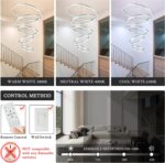 5-Rings D31.5’’ Modern LED Chandelier Silver Dimmable High Ceiling Chandeliers F... - Image 3