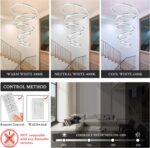 5-Rings D31.5’’ Modern LED Chandelier Silver Dimmable High Ceiling Chandeliers F... - Image 7