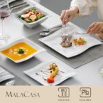 MALACASA Plates and Bowls Sets, 30 Piece Porcelain Dinnerware Sets for 6, Square... - Image 4