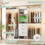 Besiost Closet System with Drawer - 8FT Wood Closet Organizer System with 3 Hang... - Image 5