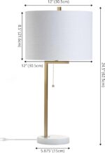 JONATHAN Y 24.5" Brass Gold/White Marble Modern Table Lamp for Bedroom, Linear D... - Image 4